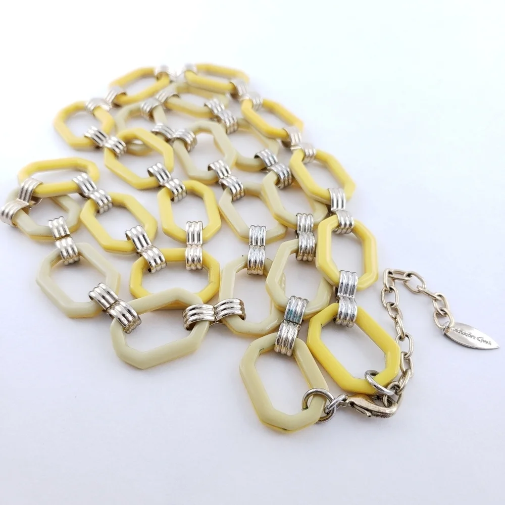 Y2K Coldwater Creek long necklace yellow acrylic open links chunky layer